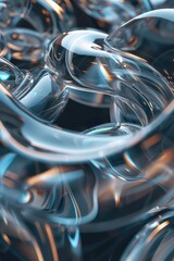 Close up of series of glass spheres that are connected to each other