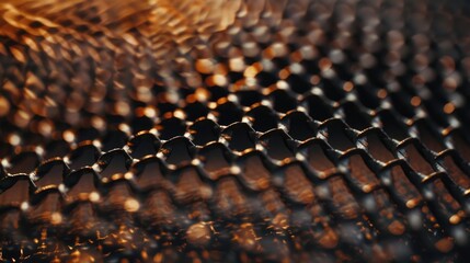 Obraz premium Close up of metal mesh with dark brown color