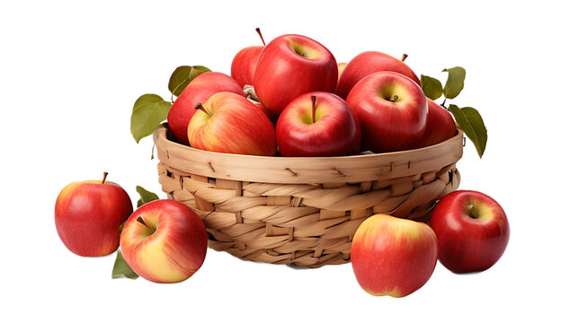 A basket of apples with a transparent background.