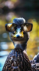 Duck wearing sunglasses