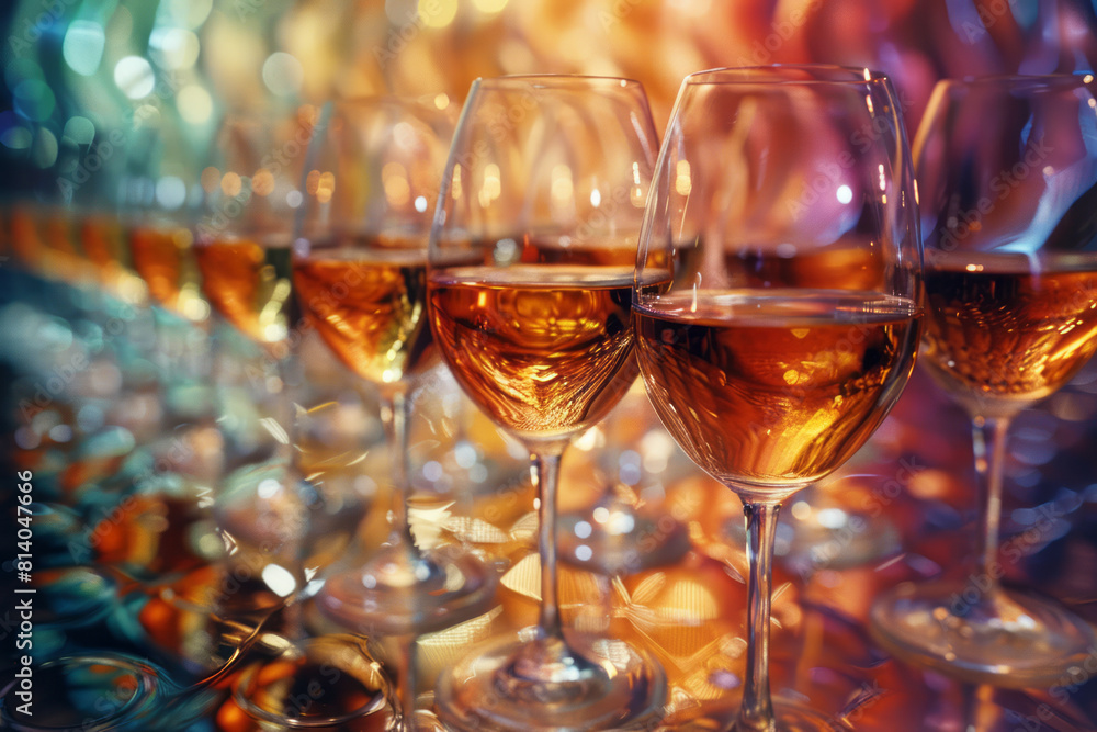 Poster abstract art showing the flavor profiles of different wine varieties as colorful, swirling patterns 