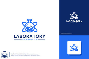 atomic laboratory, protection system, research, logo design concept.