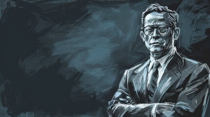 Obraz premium Stylish man in suit and tie on an artistic background