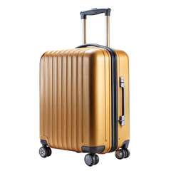 A golden trolley suitcase, ready for a travelers next journey