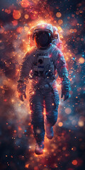 Immersive astronaut portrait in space environment