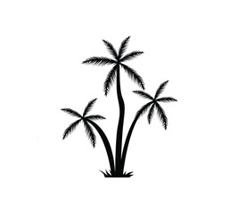 Black single palm tree silhouette icon isolated