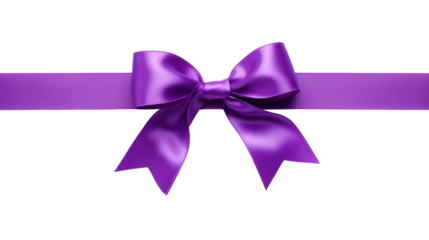 Shiny purple satin ribbon on white background. Vector purple bow. Purple bow and purple ribbon. Christmas gift, valentines day, birthday wrapping element