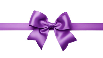 Shiny purple satin ribbon on white background. Vector purple bow. Purple bow and purple ribbon. Christmas gift, valentines day, birthday wrapping element