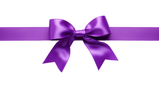 Shiny purple satin ribbon on white background. Vector purple bow. Purple bow and purple ribbon. Christmas gift, valentines day, birthday wrapping element