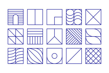 Set of vector geometric linear shapes inspired by Art Deco