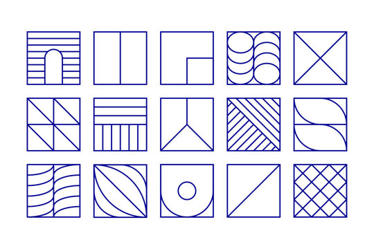 Set of vector geometric linear shapes inspired by Art Deco
