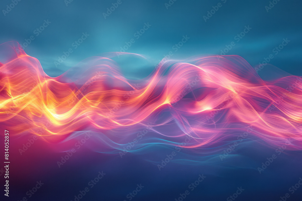 Poster abstract interpretation of a bird's migration path, visualized as streaks of color across a twilight