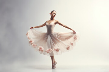 Naklejka premium classic ballerina dancing on studio background