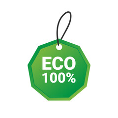 Eco label for price tag green color isolated on white background