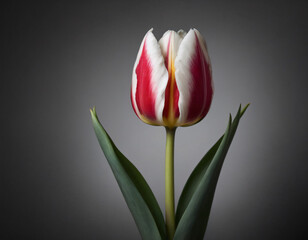 Biało czerwony tulipan