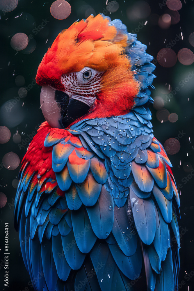 Leinwandbilder bird with feathers that change color based on mood, ranging from deep blues to bright reds,