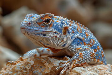 Fototapeta premium Desert dweller with mirror-like scales that reflect the harsh sunlight, creating dazzling patterns,