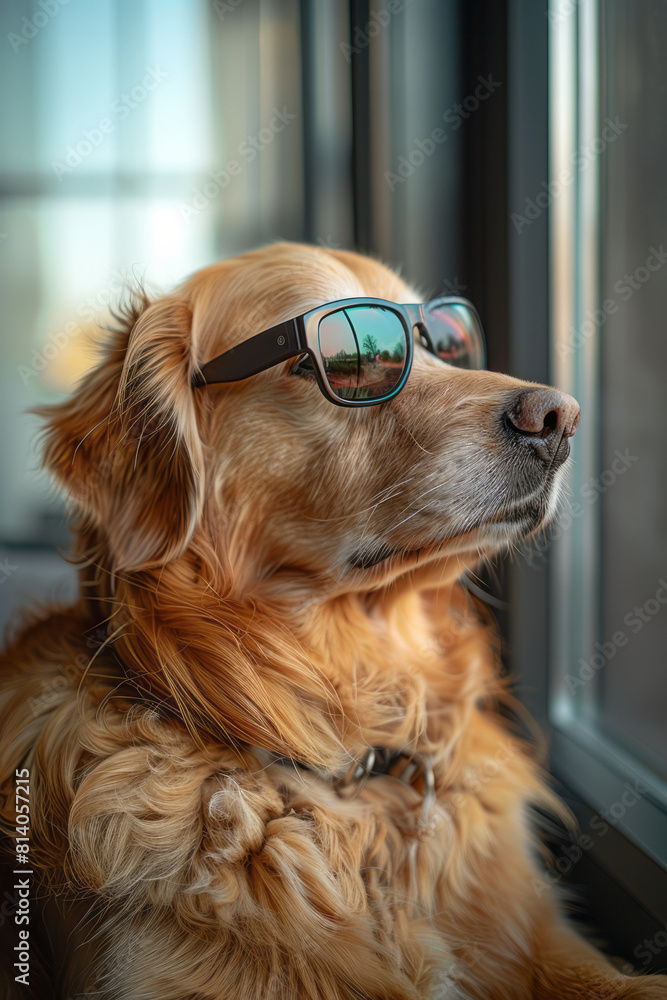 Aufkleber A dog with augmented reality vision, able to see and interact with digital elements in its environment,