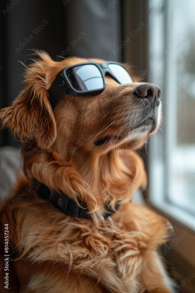 Aufkleber A dog with augmented reality vision, able to see and interact with digital elements in its environment,