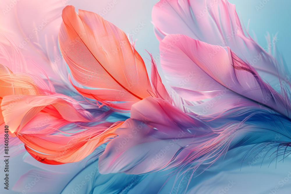 Poster artistic rendering of a whisper, soft, feather-like lines in pastel colors gently flowing across the