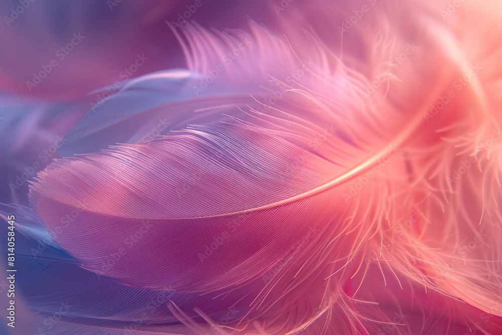 Poster Artistic rendering of a whisper, soft, feather-like lines in pastel colors gently flowing across the canvas,