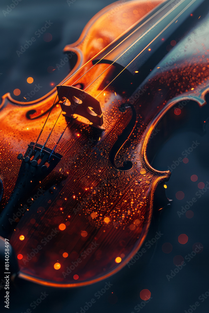 Poster Visualization of a violin's melody, smooth, flowing lines with gradual color transitions from warm to cool tones.