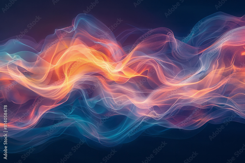 Poster Artistic rendering of a heartbeat at rest, gentle undulating lines in calming colors,