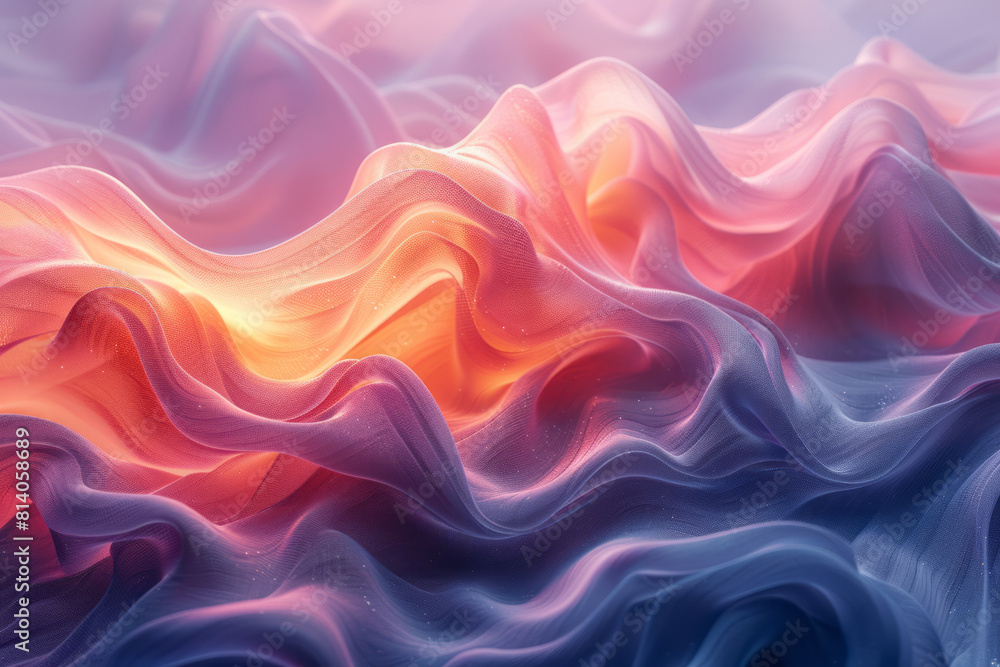 Poster artistic rendering of a heartbeat at rest, gentle undulating lines in calming colors,