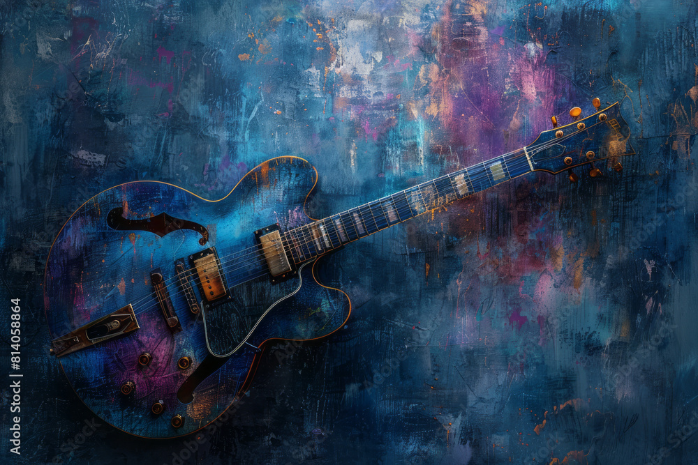 Aufkleber artistic rendering of a blues tune, with deep blues and purples blending into moody grays to represe