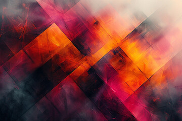 A modern digital art composition featuring an abstract background of intersecting lines and shapes, infused with vibrant colors and dynamic textures, 