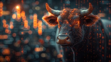 Futuristic Bull Market: Technologically Driven Business and Finance Concept Against Advanced Background