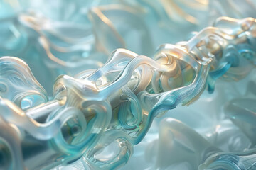 Visualization of a flute melody, with light blues and greens cascading into airy whites, illustrating the lightness of the music,