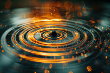 Visualization of a jazz record spinning, with concentric circles and radiating lines that create a sense of movement,