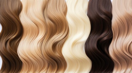 Hair color palette with range of swatches,