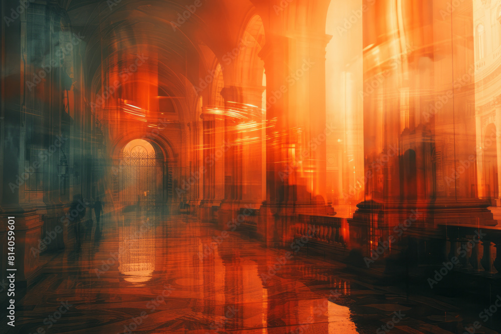 Aufkleber elegant gradient of earth tones, overlaid with subtle abstract shapes that recall the solemnity of a