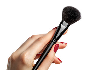 The hand of a woman holding a makeup brush