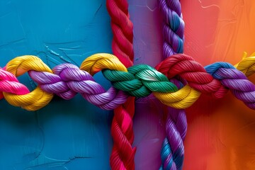 
Team rope diverse strength connect partnership together teamwork unity communicate support. Strong diverse network rope team concept integrate braid color background cooperation empower


