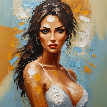 Lilit portrait - imitation Palette knife, impasto, oil painting	