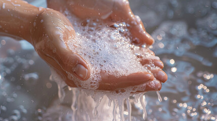 Fototapeta premium Keep your hands clean by washing them with soap to prevent the spread of coronavirus.