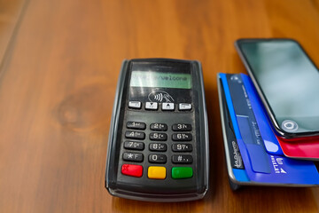 Obraz premium Contactless Payment System, electronic payment machine, for Contactless Pay