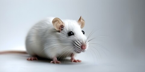 Cute white pet rat against a simple background, perfect for pet care. Concept Pet Photography, White Rats, Simple Background, Adorable Pets, Pet Care