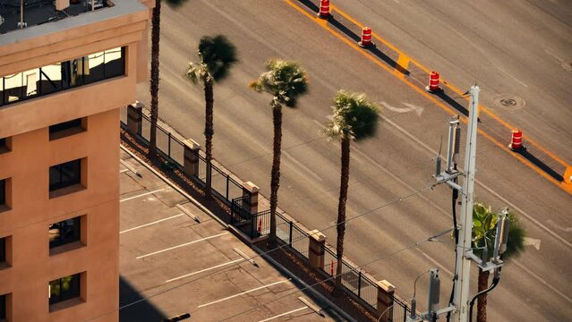 Timelapse of street traffic in Las Vegas city in Nevada, USA at sunset