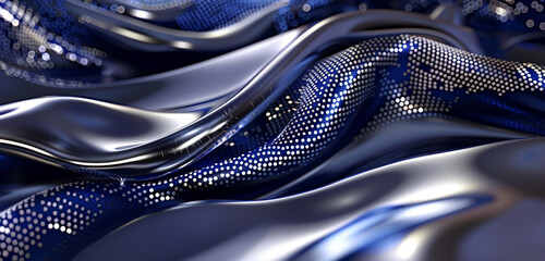 Naklejka premium Sophisticated indigo and platinum dot wave, sleek and modern in style.