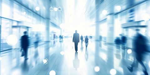 Connected Workforce: Abstract Network of Human Figures Representing Business Connections and Social Interaction in a Modern, Corporate Environment, Generative AI