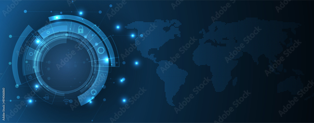 Poster Technology abstract futuristic science background for internet business. Big data concept.Technology abstract futuristic science background for internet business. Big data concept. Vector art.