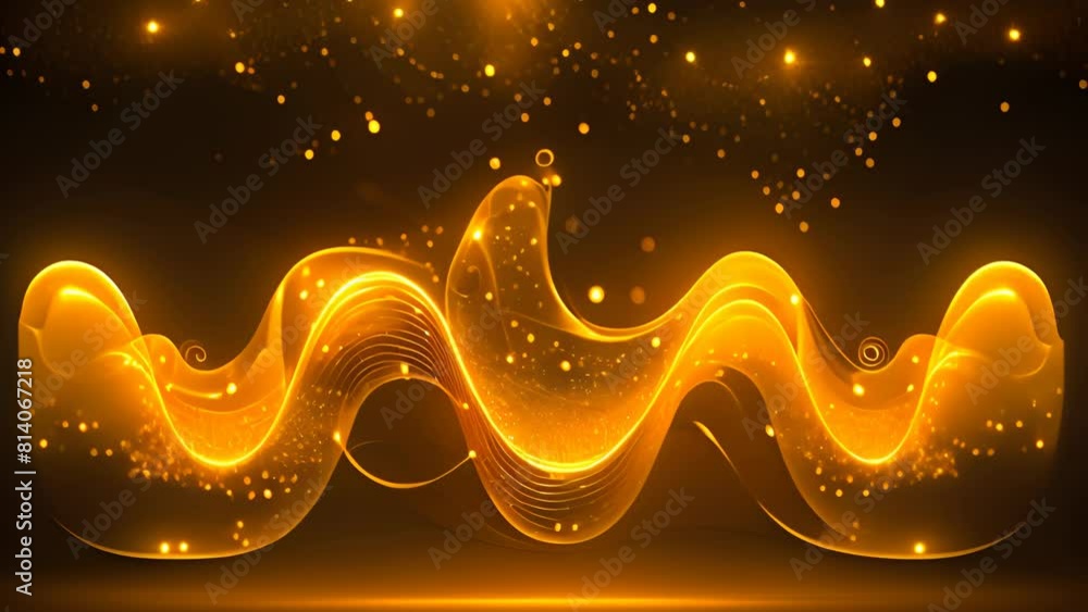 Poster Technology abstract with shiny data wave flow. Science concept with glowing wires connected on futuristic background