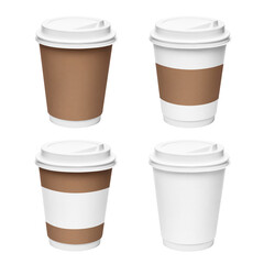 Set of disposable coffee cups, cut out