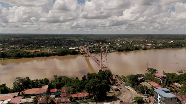 view of the bridge  of the river amazon Puerto Maldonado
orbital