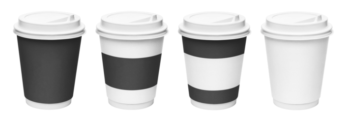 Set of disposable coffee cups, cut out