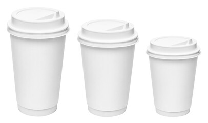Set of disposable coffee cups, cut out